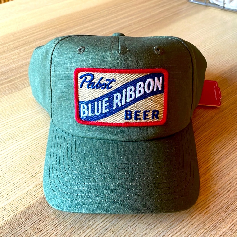 Pabst Blue Ribbon Beer Unisex Baseball Cap Hat - Urban Outfitters - Olive Green